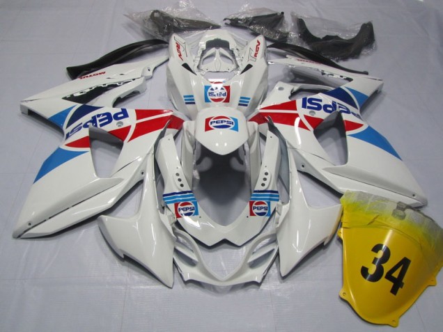 White Pepsi 34 2009-2016 Suzuki GSXR 1000 Motorcycle Fairings White Pepsi 34 2009-2016 Suzuki GSXR 1000 Motorcycle Fairings