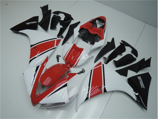 White Red Black 2012-2014 Yamaha YZF R1 Motorcycle Fairings