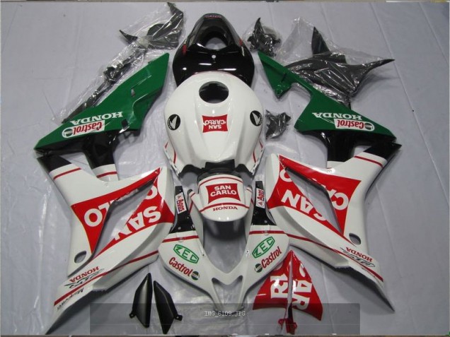White Red Green San Carlo Castrol 2007-2008 Honda CBR600RR Motorcycle Fairings