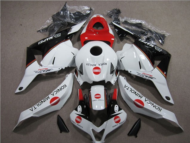 White Red Konica Minolta 2009-2012 Honda CBR600RR Motorcycle Fairings