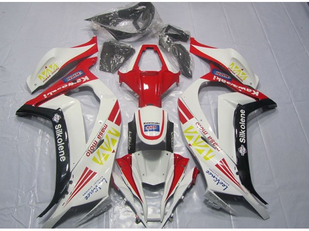 White Red Silkolene 2011-2015 Kawasaki ZX10R Motorcycle Fairings