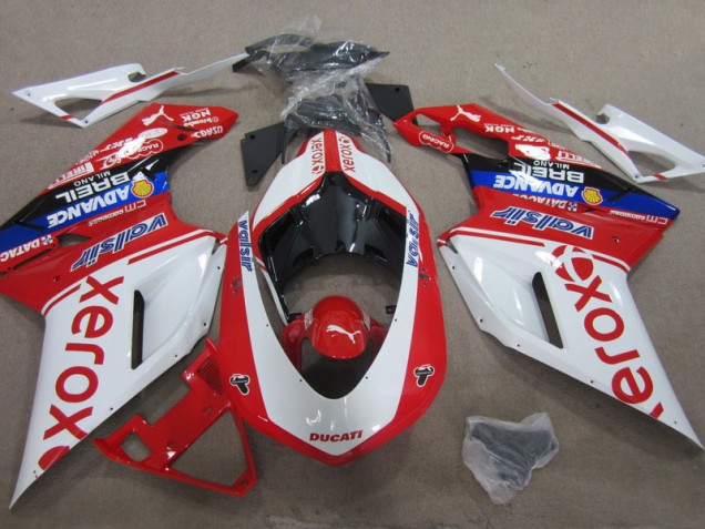 White Red Xerox 2007-2014 Ducati 1098 Motorcycle Fairings White Red Xerox 2007-2014 Ducati 1098 Motorcycle Fairings