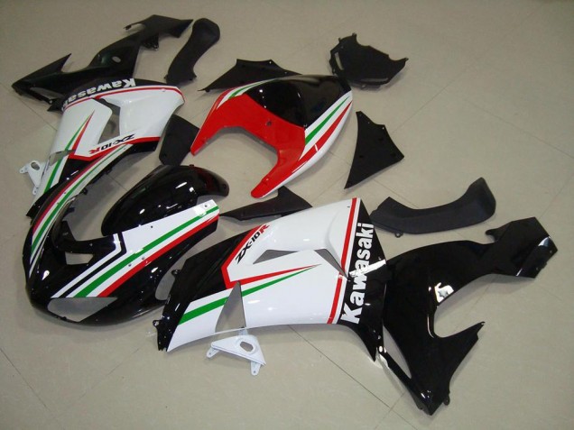 White and Black 2006-2007 Kawasaki ZX10R Motorcycle Fairings