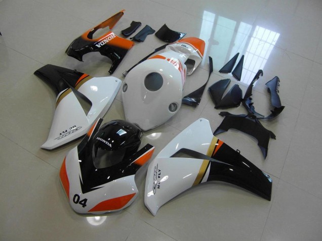 White and Black and Orange Race 2008-2011 Honda CBR1000RR Motorcycle Fairings White and Black and Orange Race 2008-2011 Honda CBR1000RR Motorcycle Fairings