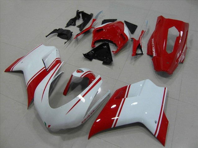 White and Red Racing Version 2007-2014 Ducati 848 1098 1198 Motorcycle Fairings White and Red Racing Version 2007-2014 Ducati 848 1098 1198 Motorcycle Fairings