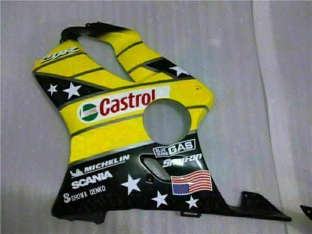 Yellow Black Castrol Cycle World 2001-2003 Honda CBR600 F4i Motorcycle Fairings