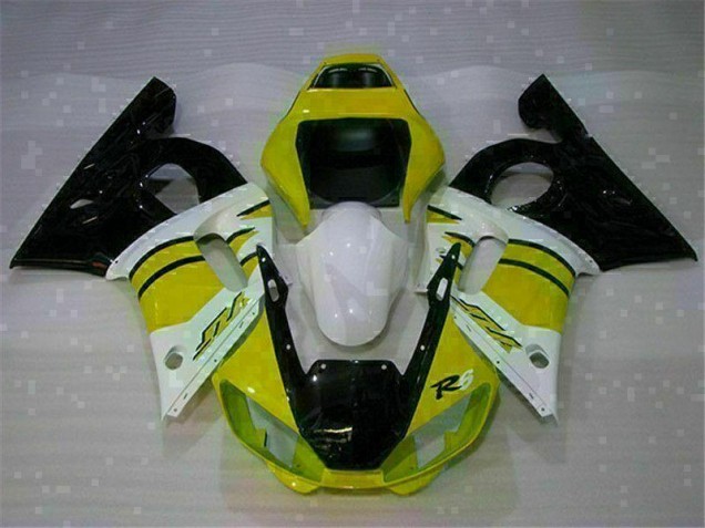 Yellow White 1998-2002 Yamaha YZF R6 Motorcycle Fairings