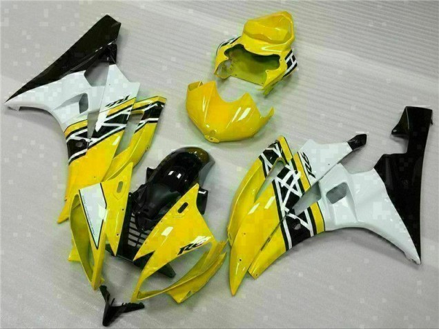 Yellow White Black 2006-2007 Yamaha YZF R6 Motorcycle Fairing